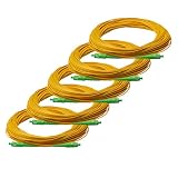 trueCABLE SC to SC OS2 Fiber Patch Cable, 15m (49.21ft), APC Polish, 200GB Singlemode (SM) Simplex 9/125um, Riser Rated (OFNR), UL Listed, Replacement Internet Fiber Cable, 5 Pack, Yellow