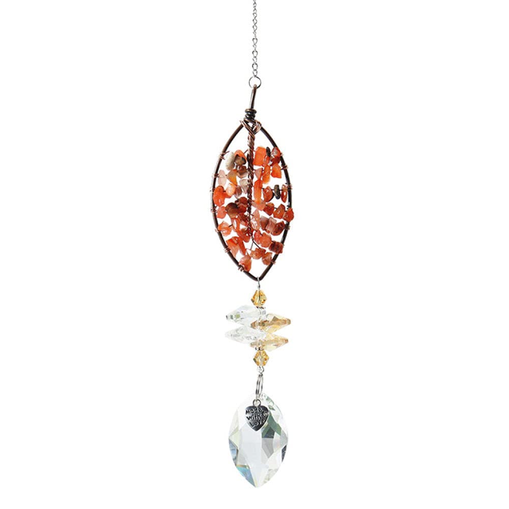 Wiszący kryształowy Suncatcher drzewo życia kamienne koraliki pryzmat wisiorek łańcuszek do rękodzieła wisząca ozdoba okienna dekoracja do przydomowego ogrodu, 22, jak pokazano
