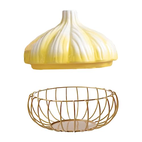 OUNONA Household Garlic Keeper Multi Function Kitchen Storage Basket Art Container for Garlic Eggs Items Stylish Home Accessory for Organized Countertop