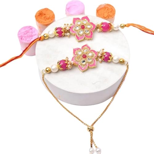 Image of SAUDEEP INDIA Decorative Fridge Magnet for Refrigerator Decor with Free Lumba Rakhi Set for Bhaiya Bhabhi | Raksha Bandhan Gift Magnet | Cotton Thread Rakhi Accessory