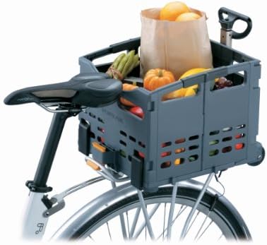 Topeak TrolleyTote Folding MTX Rear Bike Basket, Grey, Black, 35.8 x 34 x 14.2 cm / 14.1” x 13.4” x 5.6” (Folded) 44.3 x 35.8 x 34 cm / 17.4” x 14.1” x 13.4" (Open)