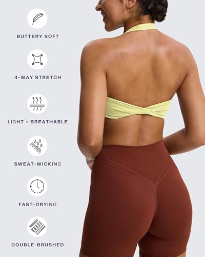 Image of Aoxjox Women's Rosie Halter Sports Bra | halter neck, removable padding, medium impact, workout top, fitness yoga crop tank, gym essential