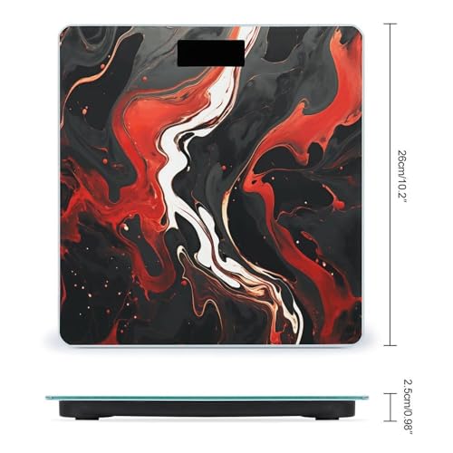Báscula de baño digital con superficie de mármol negro y rojo miniatura 2