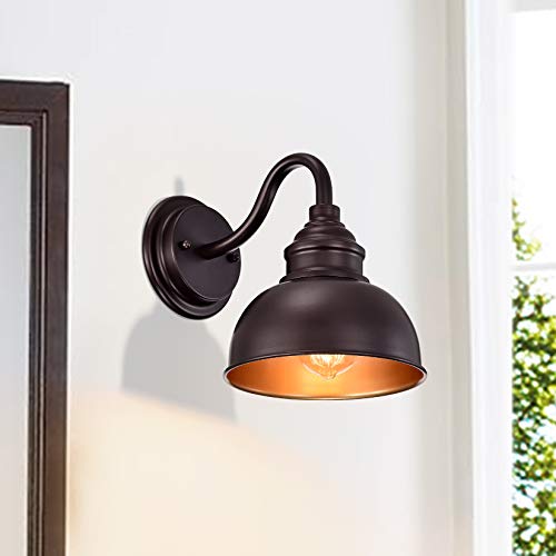 Image of Farmhouse Vanity Wall Sconce, Industrial Gooseneck Barn Light Fixture, Oil Rubbed Bronze Wall Lamps for Bedroom, Bathroom, Hallway, Living Room, Reading Room