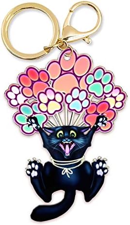 DongNaiWin Funny and Cute Black Cat Metal Keychains for Men and Women, Funny Bag Charm for Women