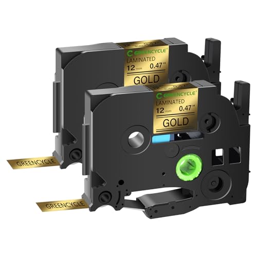 GREENCYCLE Compatible for Brother P-Touch TZe-831 TZ-831 Label Maker Tape 12mm 0.47 Laminated TZe TZ Gold Tape for PT-D210 PT-D600 PT-H110 PT-1230,2 Pack