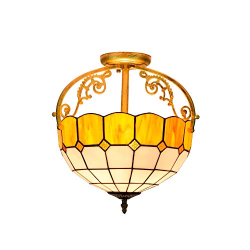 Plafonnier de couloir vitrail jaune contre les entrées sombres 30CM