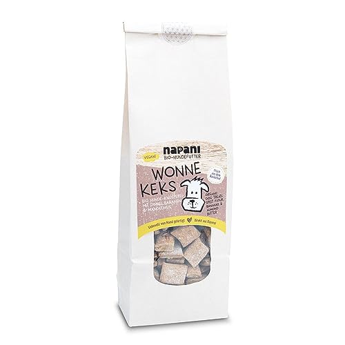 napani Wonne-Keks - vegane Hundeleckerli, Hundekekse aus Bio-Dinkel, Bio-Bananen & Bio-Mandelmus, lecker & ohne künstliche Zusätze, Hand gefertigt, hauseigene Rezeptur aus Bayern, 1 x 200g
