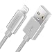 Produktbild deleyCON 0,5m Lightning 8 Pin Ladekabel USB Kabel Apple MFI für iPhone 12 Pro Max 12 Pro 12 Mini 11 Pro 11 Pro Max 11 SE (2. Gen.) XR XS Max XS X Metallstecker & Nylonkabel - Silber