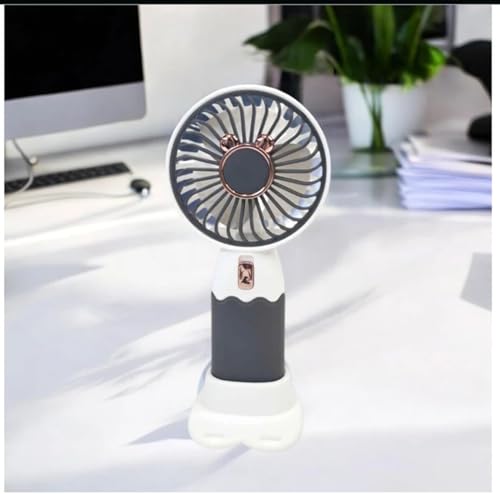 Image of MIRADH Mini Handheld Fan (Upto 2 Hours Running) Rechargeable Battery Operated Portable Fan, Desk Fan, Carry It Anywhere (GREY)