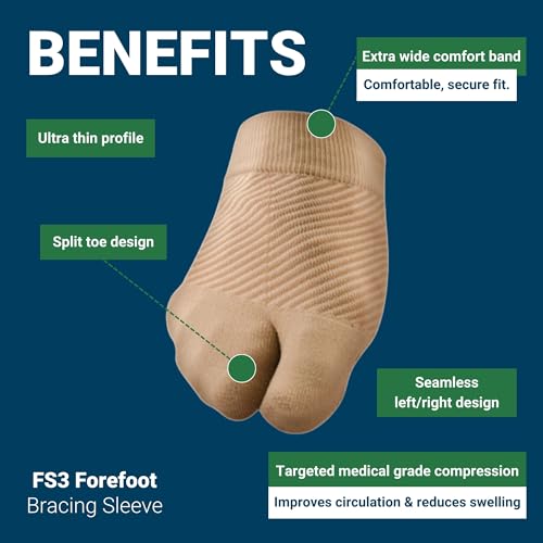Image of OS1st FS3 Forefoot Compression Sleeve for bunion pain, toe alignment, forefoot swelling, and post-surgery recovery