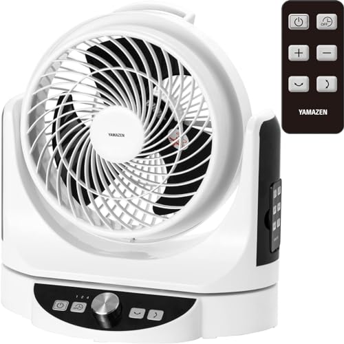 [山善] サーキュレーター DCモーター 静音 30畳 (換気/空気循環) 上下左右自動首振り 風量8段階調節 切タイマー機能付 リモコン付き ホワイト×ブラック YAR-AD238(WB)