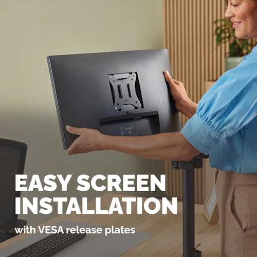 Image of Fellowes Everyday Adjustable Single Monitor Arm - Supports Screens up to 32 inch Weighing 19.84 lbs, Tilt, Swivel, Rotate, VESA 75 /100, Clamp or Grommet Mount, Cable Management