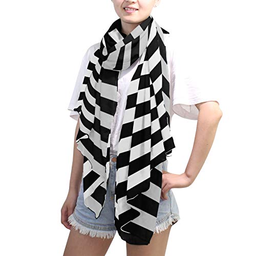 MNSRUU Black White Striped Scarf for Women Lightweight Sheer Fashion Scarves Silk Feeling Scarf Sunscreen Shawls Wrap3