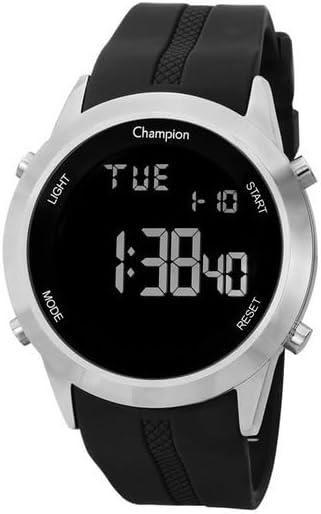 Relógio Masculino Champion Digital Prata Silicone CH40259T