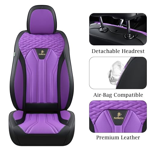 Image of FLORICH Automotive Seat Covers, Seat Covers Full Set, Car Seat Protectors 5 Seats, Purple & Black Automotive Seat Covers Fit for Most Cars Trucks