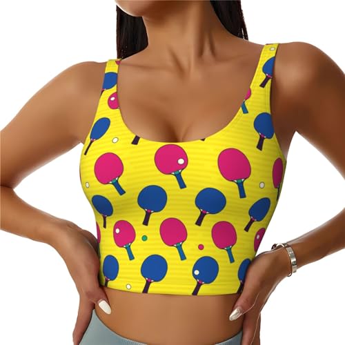 Opiniones de Ropa de Ping pong para Mujer para comprar hoy. 43 Mosytuky - Camiseta sin mangas colorida con estampado de ping pong para mujer, ropa interior de yoga y ejercicio, Negro, Large