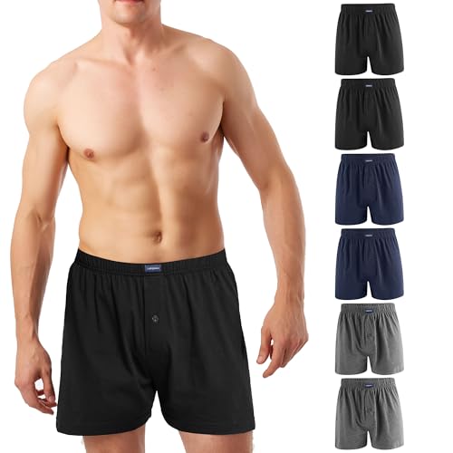 Lakpoau Boxershorts Herren 6er Pack Männer Unterhosen Weiche Lockere Boxer Unterwäsche Baumwolle Atmungsaktive Komfortable mit elastischem Bund Multipack UN1_4XL