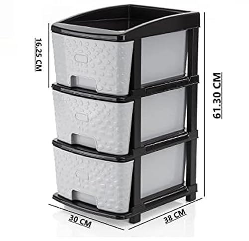 Image of Sweese 3-XL Drawer Multipurpose Drawer Plastic Modular Chest Storage Organizer Home, Office, Parlor, School, Doctors, Home and Kids(Dimension-30cmx38cmx61.30cm) (3XL)