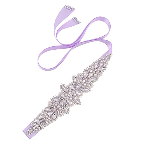 Wedding Sash Bridal Belts With Rhinestones And Pearls Simple Satin Ribbon Sash for Bride Dress