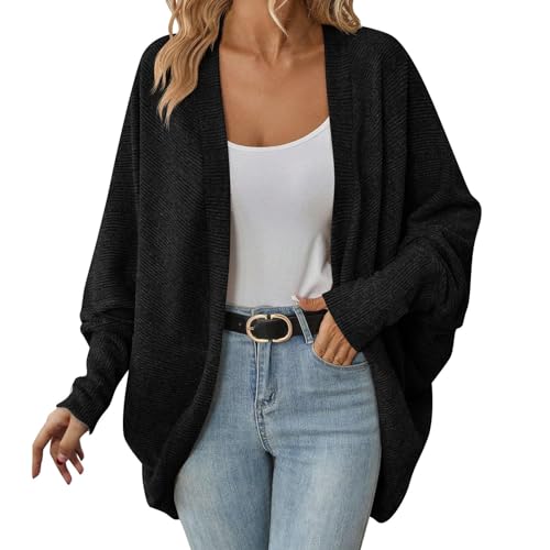 Cardigan Damen Elegant Knitted Cardigan Strickjacke Oberteile Kurz Lange Trachten Pullover Fleecejacke Schwarz M