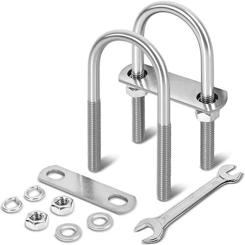 Image of 2 Sets M10 U Bolts 2 Inch Wide, 3 /8 inch x 2 inchW x 4-1 /2 inchL