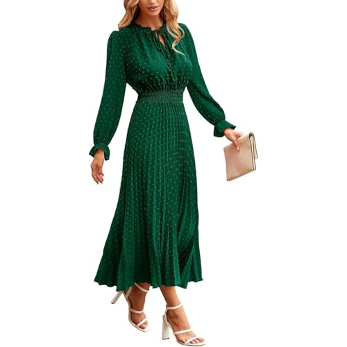 Image of Summer Dresses for Women UK Maxi Long Sleeve Flowy Wedding Guest Dress Petite Party Purple Sequin Black Vintage Boho Skirts for Women UK T Shirt Dresses 1940 Ladies Midi Summer Dark Green,XXL