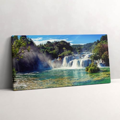 Paysage de forêts et cascade sur toile pour salon zen Wallfluent