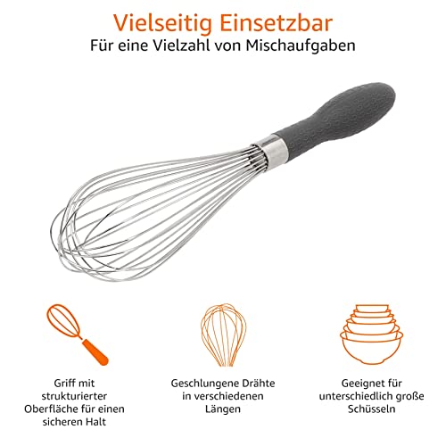 Foto von Amazon Basics SchneebesenSet aus Edelstahl, 3 Stück, Grau