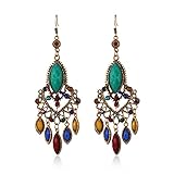 ONLYJUMP Long Retro Tassel Waterdrop Earrings for Women Girls Fashion Bohemian Boho Hollow with Ston