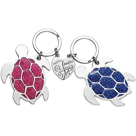 Tawdull Mother Daughter Sea Turtle Keyring Mothers Day Gifts from Daughters Keyrings Mum Resin Silicone Turtle Gift for Women Girls Birthday Present Set of 2 Cover