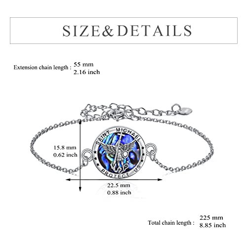 YFN Sterling Silver St Michael/St Christopher/Jesus/Virgin Mary Bracelet for Men Women Catholic/Protector/Talisman Michael Archangel Medal Bracelet Jewelry 7+2 Inch4