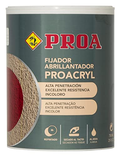 FIJADOR ABRILLANTADOR ACRILICO PROACRYL. Incoloro. 750 ML. Imprimación fijador al agua para pinturas plásticas. Dilución 6 de agua a 1 de producto.