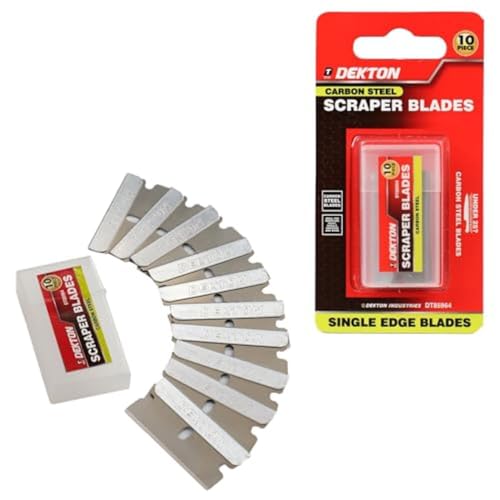 DEKTON 10 PCS Razor Single Edge Blade Set Premium Stainless Steel Replacement Blades for Scraping Cutting Crafts Home Projects and Professional Use