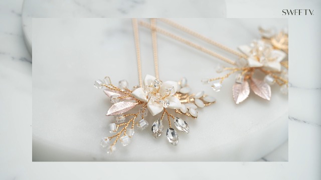 Amazon.com : SWEETV 2Pcs Handmade Wedding Hair Pins,Flower  display picture 3