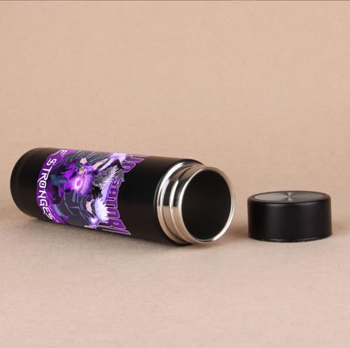 Image of Black Printed Stainless Steel Water Bottle 500ml |Theme Design | Thermos Flask for Hot & Cold Drinks | Leak Proof, Durable, Reusable Bottle for Office, School, Travel (Gojo The Strongest Design)