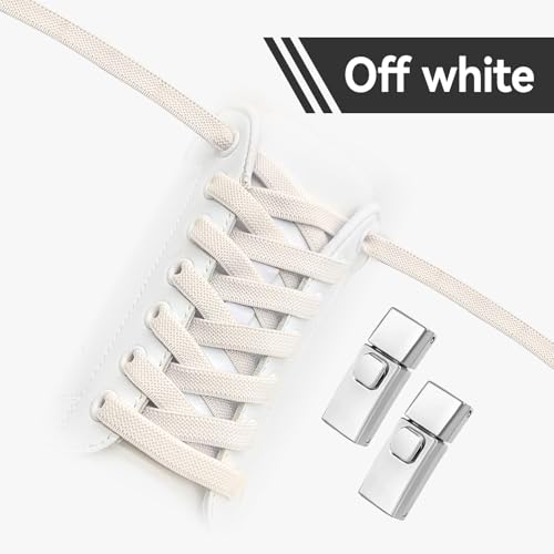 Aujzoo Schnürsenkel ohne Binden für Turnschuhe, hochwertiges elastisches Gewebe und Schnellverschluss-Schnalle, flache Schnürsenkel für Erwachsene und Kinder, elastische Schnürsenkel, kein Binden