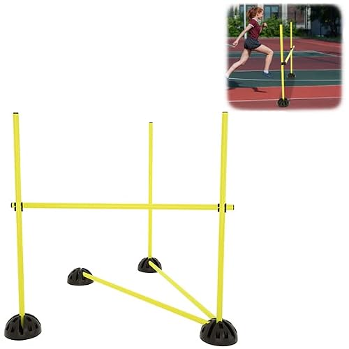 YUENFONG Kit de barres de saut Agility - 15 barres, 10 pieds et 10 clips - Pour athlétisme, football, basketball, échauffement sport (jaune et noir)