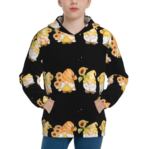 Hello Spring Sunflower Gnomes Kid Hoodies Boys Sweatshirts Girls Pullover with Pocket