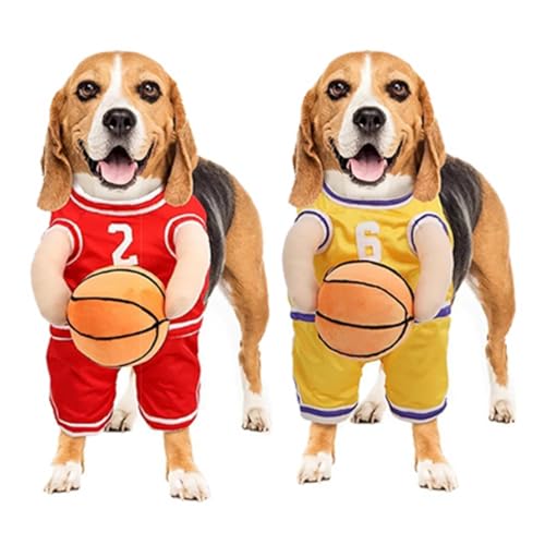 Paquete De 2 Disfraces De Baloncesto para Perros con Pelota, Disfraz De Baloncesto para Mascotas, Disfraces Jugador Baloncesto para Perros, Gatos, Perros Medianos, Pequeños Y Grandes, Traje Halloween