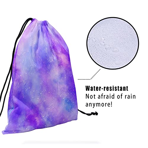 Image of Nerxy Watercolor Purple Galaxy Grip Bags - Blue Stars Grip Bag Gymnastics Cute Drawstring Storage Bags Abstact Nebula Gym Pouch Shoe Bags Adjustable Polyester Towel Bag