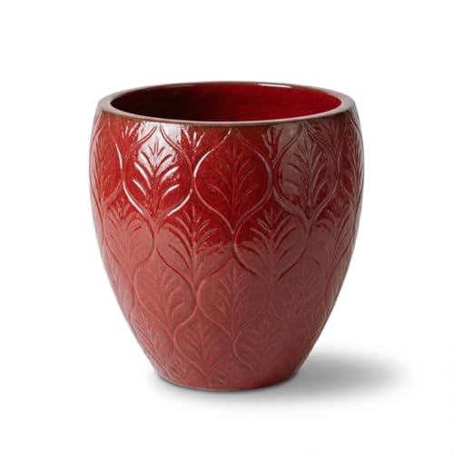 Provencelia Artemis Blumentopf Imperialrot, Größe: L - Durchmesser: 38 cm x Höhe: 38 cm, frostfest, handgefertigt, Terrakotta Pflanzkübel im mediterranen Stil für Garten Terrasse Balkon