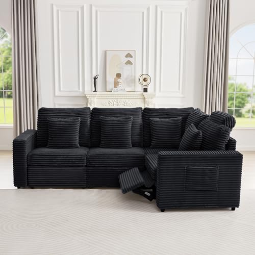 Image of RARZOE Modular Sectional Couch Armrests Module, Corduroy Armrests Modular Sofa Side Part for Living Room Modular Sectional Sofa Couch, Black