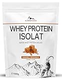 AlpenPower Native Whey Isolat – Hochreines Molkenprotein aus Alpenmilch, 84 % Protein, laktosearm, ohne Zusatzstoffe, Muskelaufbau & Regeneration (1 kg, Karamell)