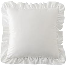 BWGHBH 2PCS Ruffle Pillow Cases Ruffled Microfiber Wrinkle Resistant Pillow Covers Square 18x18inches Sofa Living Room Bedroom Home Decoration White