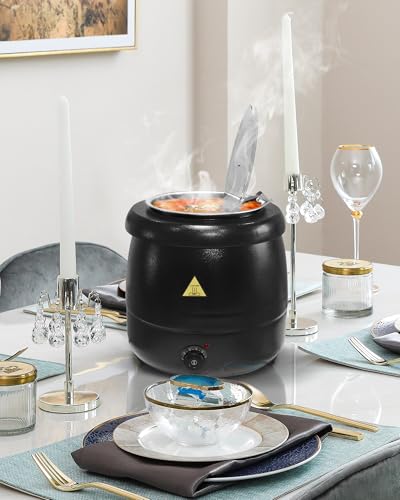 Miniatura 6 de Olla Eléctrica Hasta 10l, Hervidor De Sopa Con Tapa Abatible E Interior Extraíble De Acero Inoxidable Hasta 80 C Para Reuniones En Casa, Fiestas, Restaurantes Y Cafeterías Calentador De Sopa
