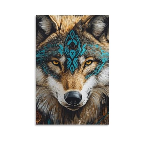 Impression sur toile loup haut de gamme decoration murale de qualite superieure 50x75cm