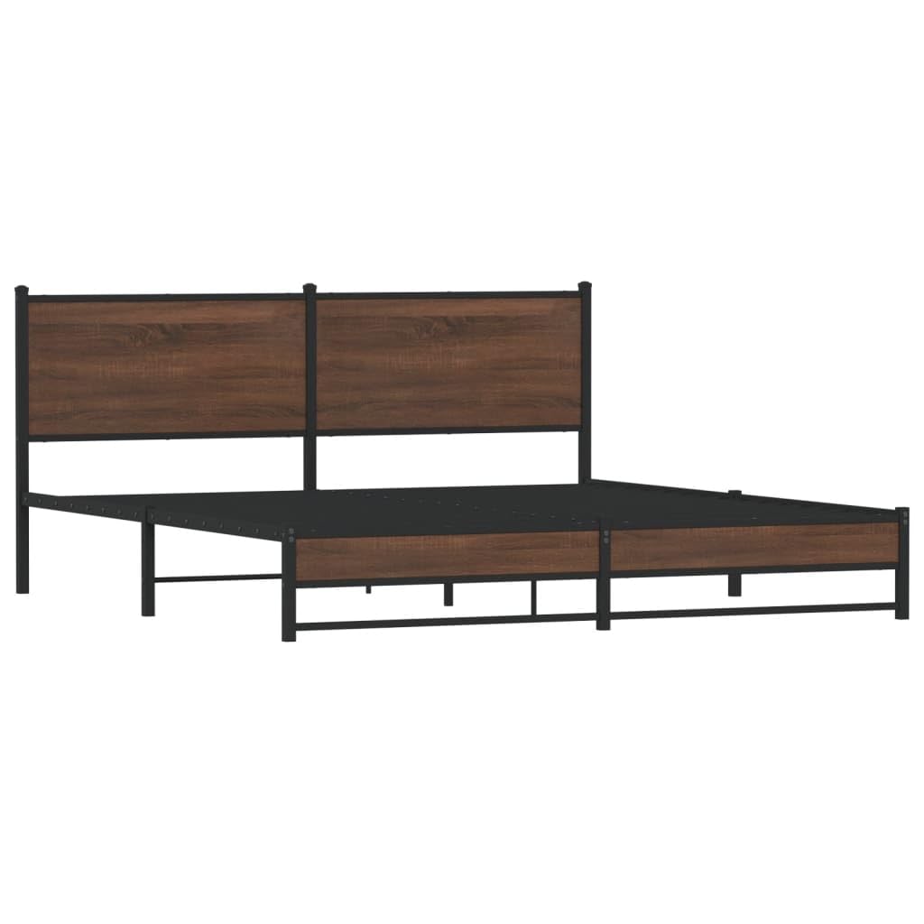 VidaXL Metal Bed Frame - Oak - Brown - 187x213 cm