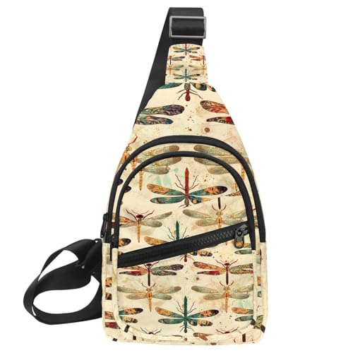 Sac banane à bandoulière libellule multicolore pour sport, running et rando