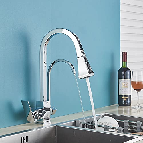 Robinet mitigeur de cuisine purifié avec douchette télescopique en laiton